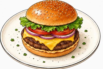 Cheeseburger, illustrated